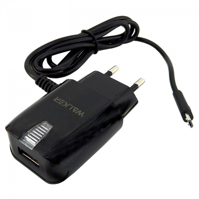 Адаптер сетевой WALKER WH-22 USB (2A) для Micro черный, белый